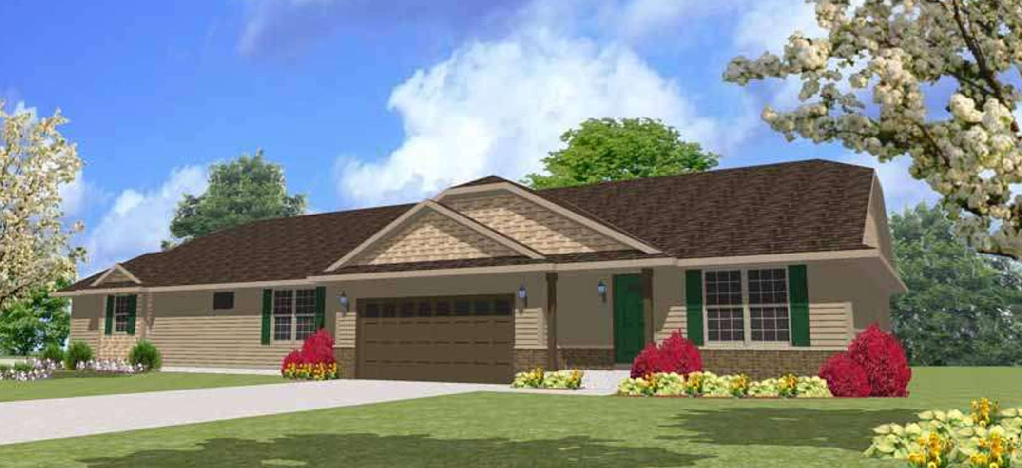 AAA-SINGLE STORY RANCH-PARKWAY EXTERIOR ELEVATION  | AADH